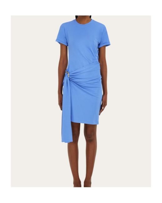 Ferragamo Blue Draped Dress