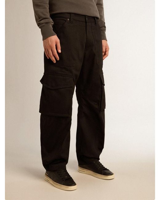 Golden Goose Deluxe Brand Black Straight-Leg Cargo Trousers for men