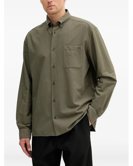 A.P.C. Gray Button-Down Pocket Shirt for men