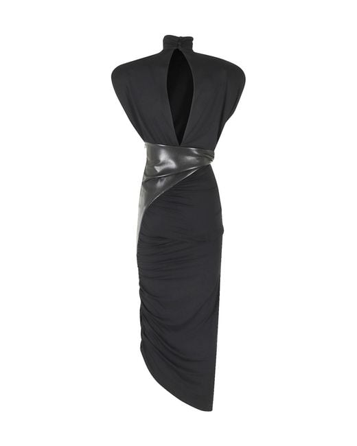 ANDAMANE Black Draped Midi Dress