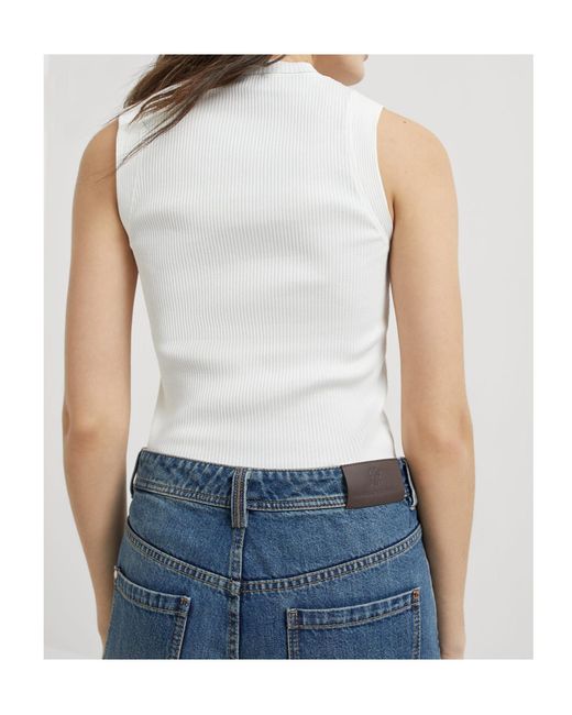 Brunello Cucinelli Blue Logo-Patch Jeans