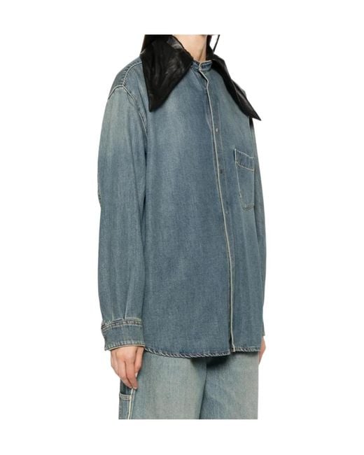 DARKPARK Blue Color-Block Collar Denim Shirt