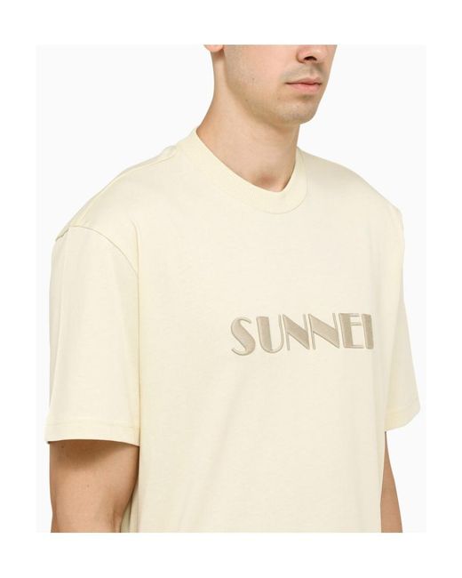 Sunnei White Short-Sleeved Cotton T-Shirt for men