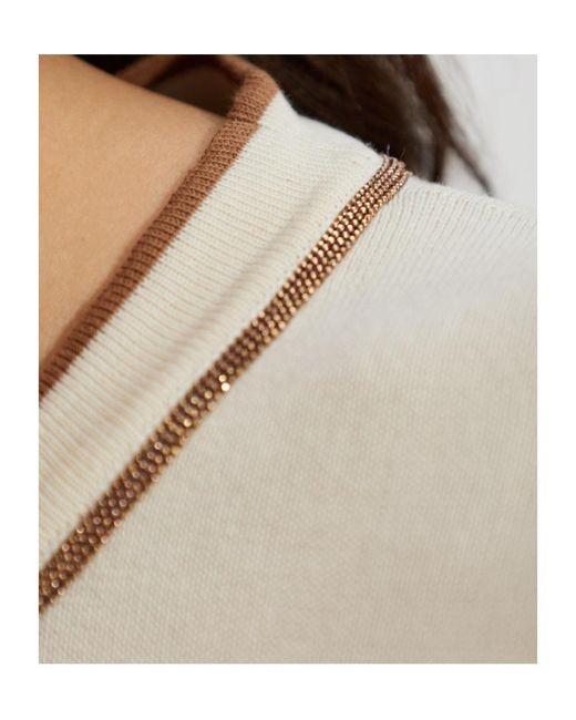 Fabiana Filippi White Contrast-Trim Knitted T-Shirt