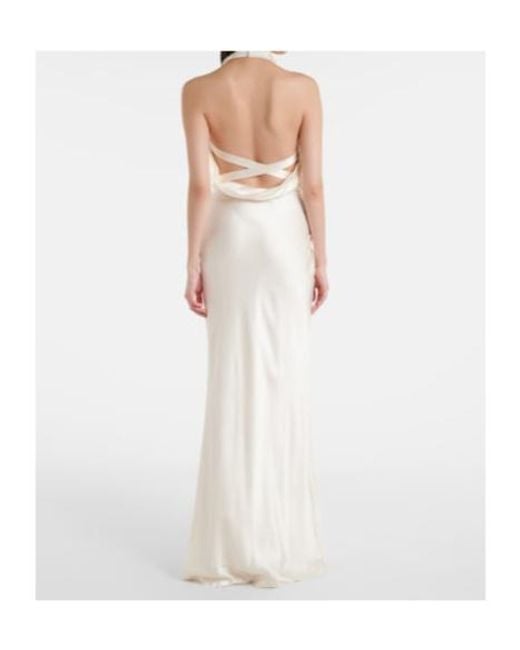 Rebecca Vallance White Bridal Attia Halterneck Silk Gown
