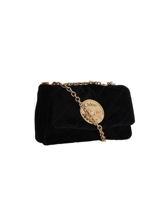 Chloé Black Chloé Heritage Logo Plaque Quilted Small Shoulder Bag