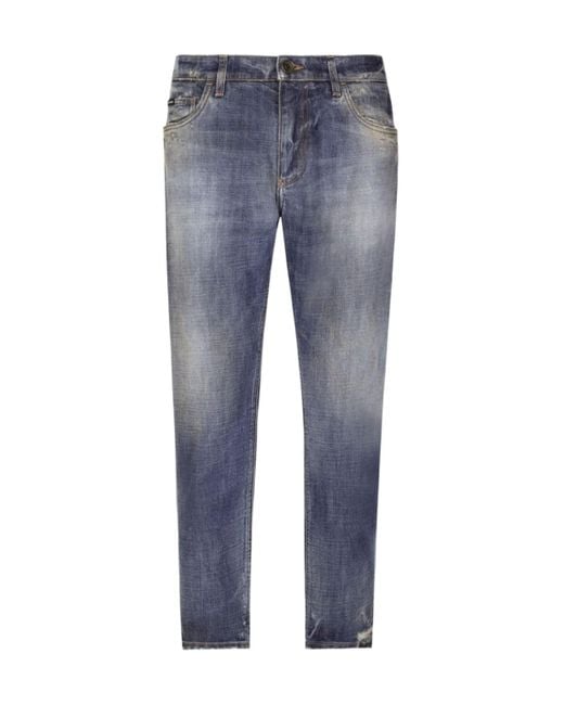 Dolce & Gabbana Blue Belt-Loop Jeans for men