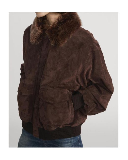 FRAME Brown Long-Sleeved Leather Jacket