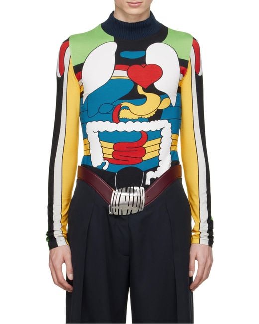 Jean Paul Gaultier Gray Printed Long-Sleeved Top