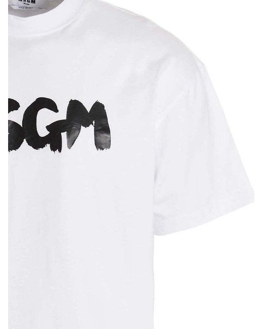 MSGM Logo Print T-shirt White for men