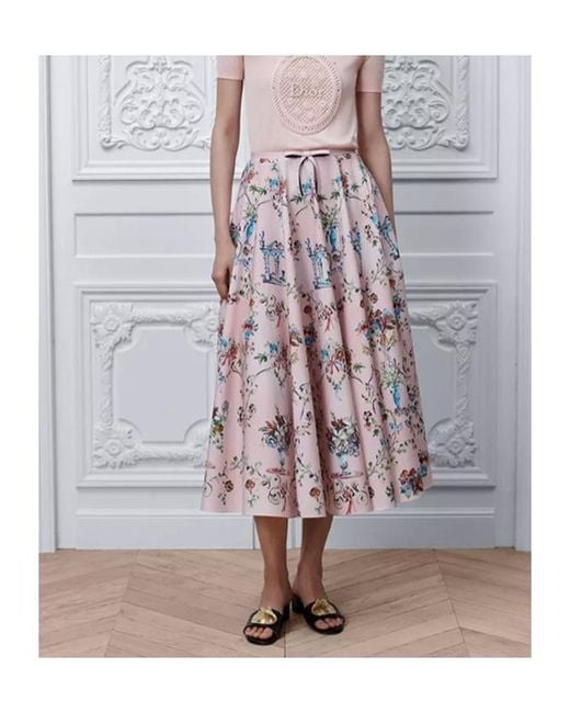 Dior Multicolor Iviera Mid-Length Flared Skirt