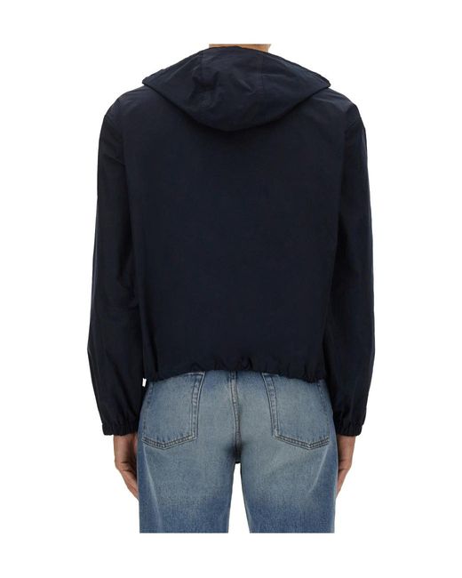 Moschino Blue Hooded Zipped Jacket for men