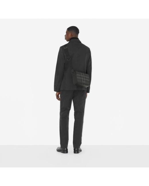 Burberry Black Small Alfred Checked Messenger Bag for men