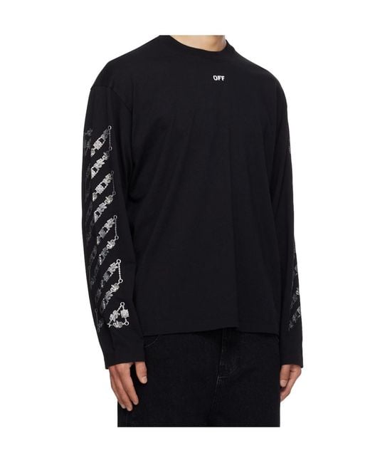 Off-White c/o Virgil Abloh Black Chain Araldic Arrow Long Sleeve T-Shirt for men
