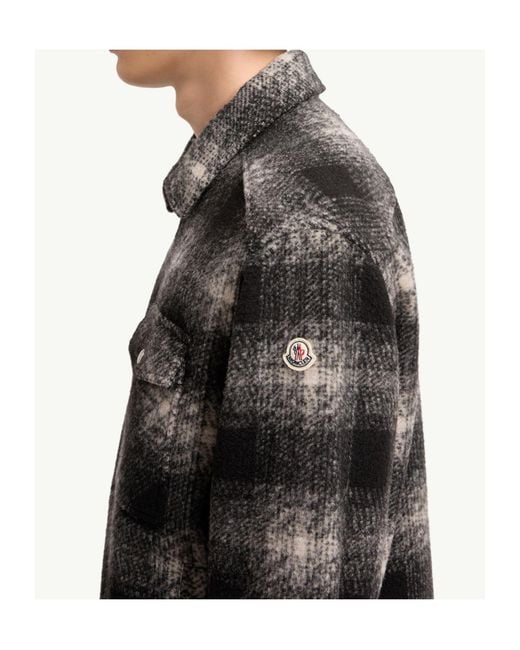 Moncler Black Check Jersey Zip-Up Shirt for men