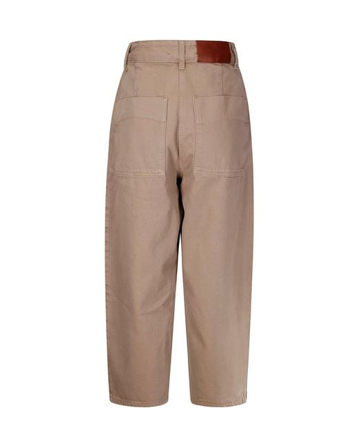 Studio Nicholson Natural Logo Patch Cropped Wide-Leg Jeans