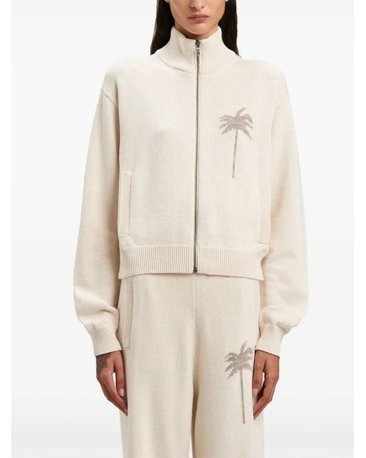 Palm Angels Natural Palm Tree Knitted Track Top