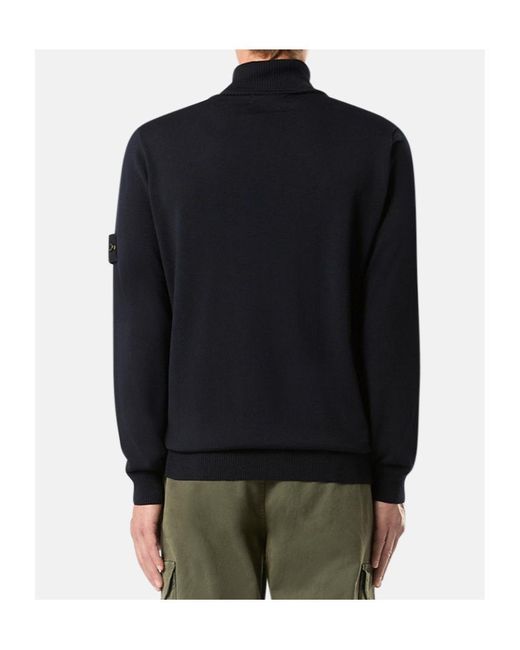 Stone Island Blue Logo Patch Roll Neck Jumper for men