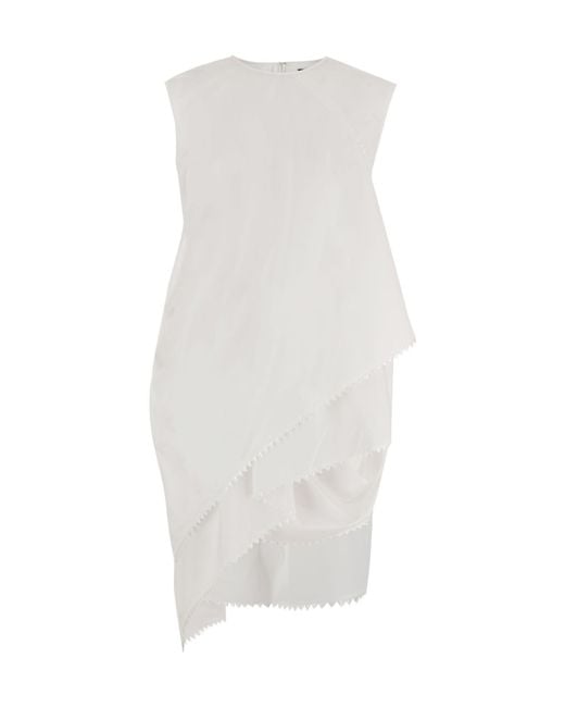 Jacquemus White Asymmetric Draped Sleeveless Dress