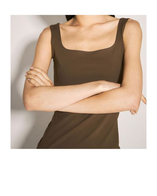 Entire studios Natural Square Neck Mini Dress