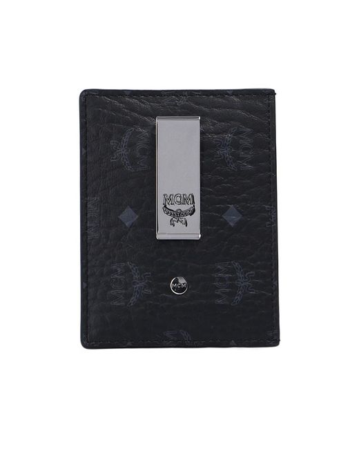 MCM Black Logo-Print Compact Cardholder for men