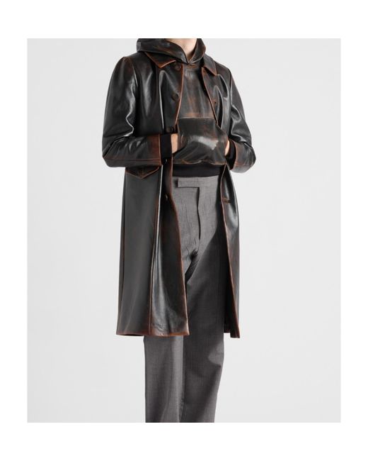 Prada Black Nappa Leather Hoodie for men