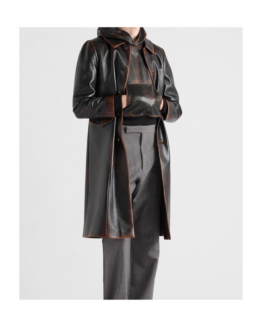 Prada Black Nappa Leather Hoodie for men