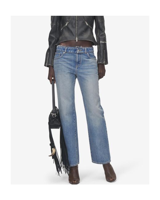 McQueen Blue Deconstructed Waist Jeans