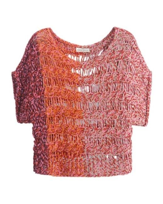 Roberto Collina Red Cable-Knit Top