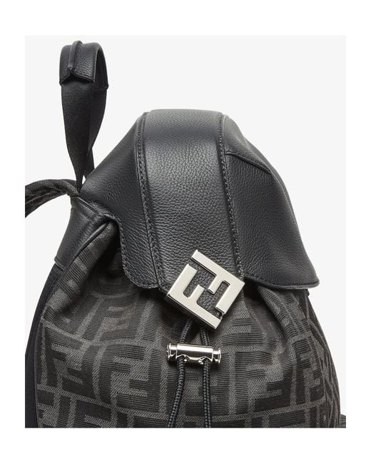 Fendi Black Ff Jacquard Drive Backpack for men