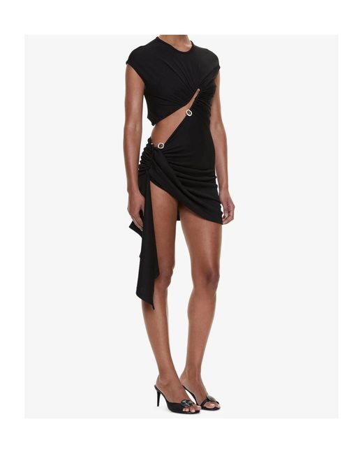 Christopher Esber Black Ruched Cut-Out Mini Dress