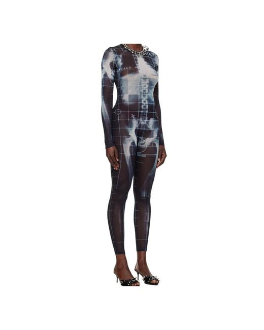 Jean Paul Gaultier Blue Crew Neck Long Sleeve Jumpsuit