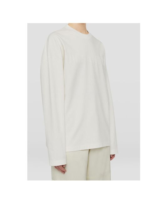 Jil Sander White Logo Printed Long-Sleeved T-Shirt