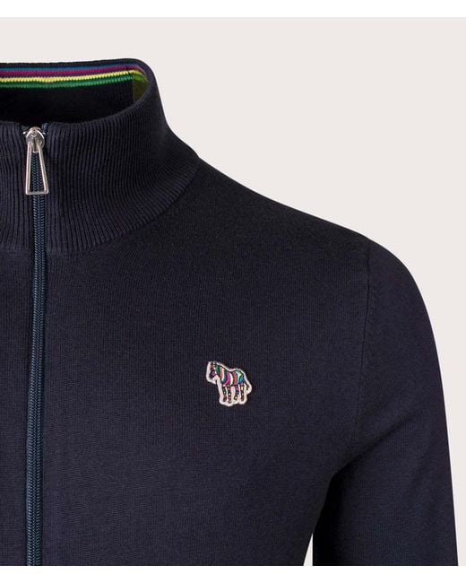 Paul Smith Blue Ps Paul Smith Logo Patch Zipped Cardigan for men