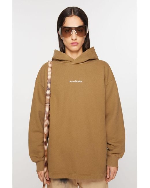Acne Natural Logo Printed Drop Shoulder Hoodie