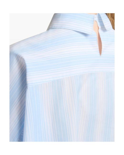 Marni Blue Striped Curved Oversized Shirt