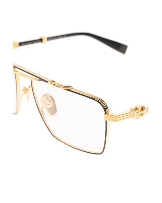 Balmain White Eyewear Rectangle Frame Glasses for men
