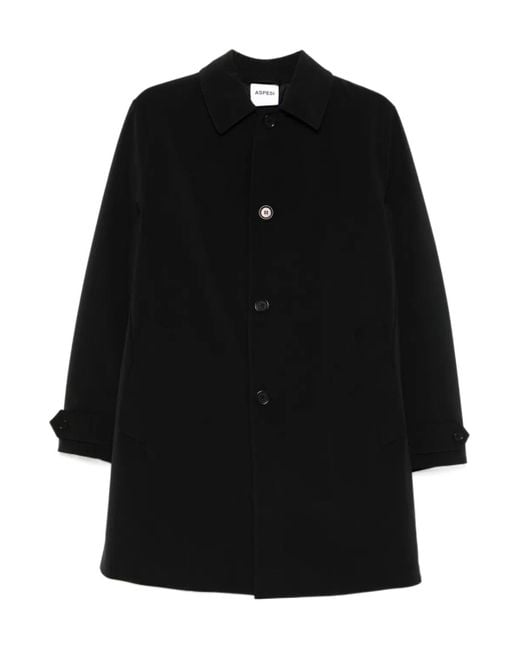 Aspesi Black Single-Button Coat for men