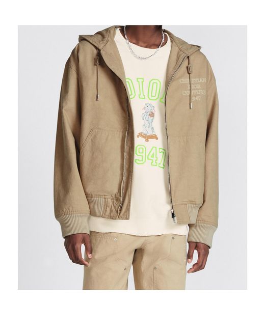 Dior Natural Homme Logo Embroidered Zip-Up Hoodie for men