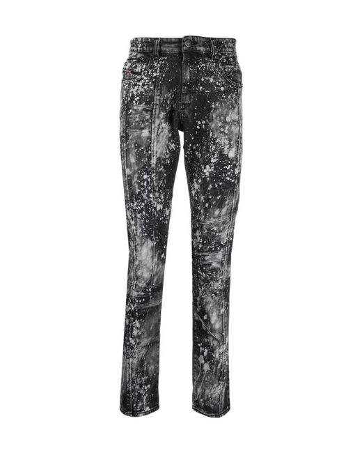 DIESEL Gray Slim-Fit Splatter Jeans for men