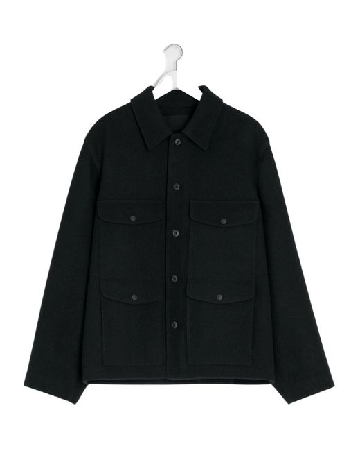 Lemaire Black Patch-Pocket Long-Sleeved Shirt Jacket for men