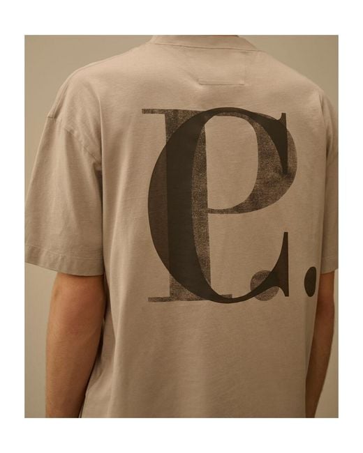 C P Company Natural Logo Back Print T-Shirt for men