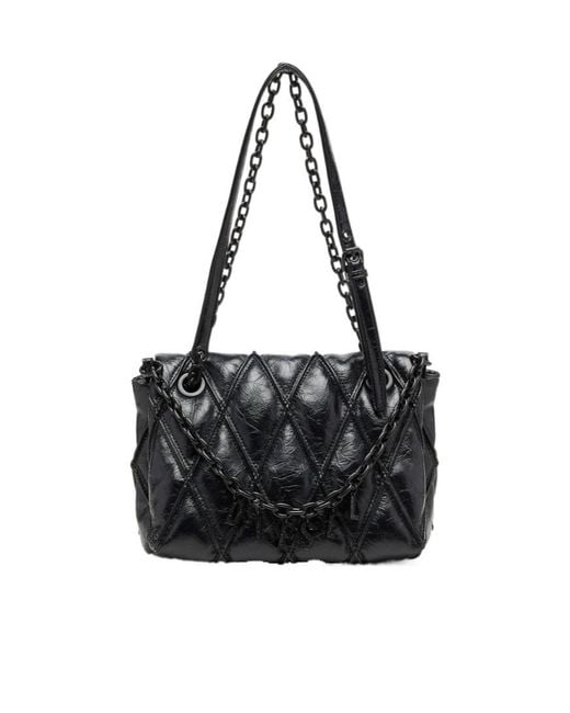 DIESEL Black Charm-D Diamond-Quilted Shoulder Bag