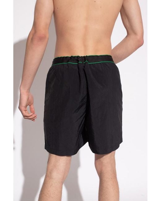 Bottega Veneta Blue Logo-Waistband Swimming Trunks for men