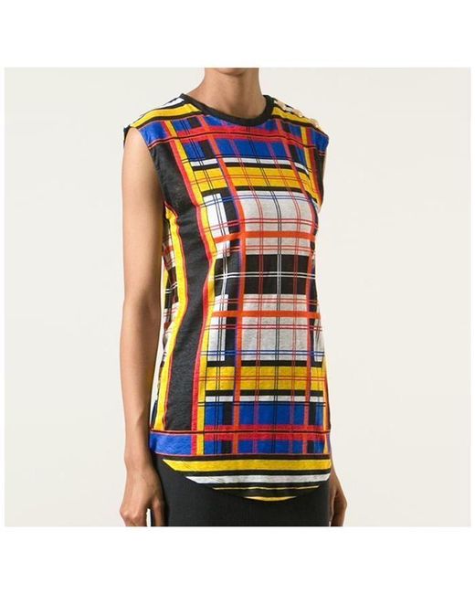 Balmain Blue Button Linen Sleeveless Top