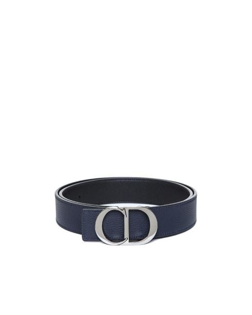 Dior Blue Homme Logo Plaque Buckle Belt for men