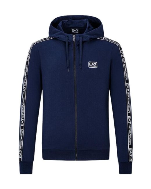 EA7 Blue Logo With Hat Casual Coat for men