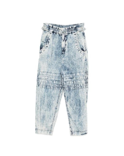 Isabel Marant Blue Elasticated-Waistband Tapered Jeans