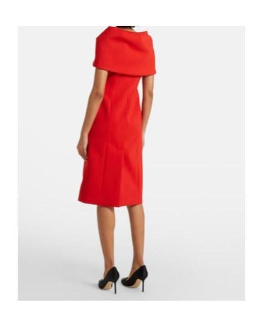 Oscar de la Renta Red Draped Cocktail Dress