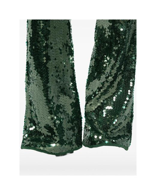 Oseree Green Sequined Details Casual Pants